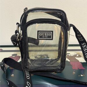 GUESS Transparent Black Messenger Bag perfect for concerts